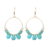 occidental style geometry Round Pearl stone beads earrings woman  trend creative crystal handmade earring