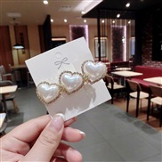 ( white)ins Korea luxurious love Pearl Word all-Purpose diamond hair clip woman