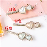 ( Pink)ins Korea luxurious love Pearl Word all-Purpose diamond hair clip woman