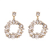 ( white)fashion beautiful arring Street Snap ear stud Korean style temperament earrings crystal fully-jewelled woman