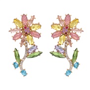 ( Color)fashion beautiful flower arring Street Snap ear stud Korean style temperament earrings flowers crystal arring