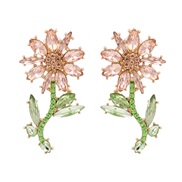 ( Pink)fashion beautiful flower arring Street Snap ear stud Korean style temperament earrings flowers crystal arring