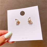 ( Silver needle Gold)silver Korea fashion butterfly earrings high personality ear stud temperament all-Purpose