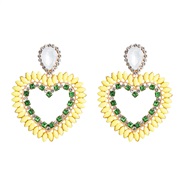 ( yellow)occidental style fashion exaggerating earrings Acrylic earrings love diamond earrings temperament arringins