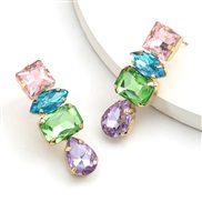 ( Color)fashion colorful diamond series geometry glass diamond diamond super fully-jewelled earrings woman occidental st