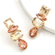 ( Gold)fashion colorful diamond series geometry glass diamond diamond super fully-jewelled earrings woman occidental sty