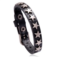 ( black)punk retro  Five-pointed star Cowhide bracelet