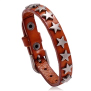 ( light brown)punk retro  Five-pointed star Cowhide bracelet