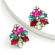 ( Color)fashion colorful diamond series temperament Alloy diamond Rhinestone flowers earrings woman occidental style tre