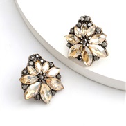 ( Gold)fashion colorful diamond series temperament Alloy diamond Rhinestone flowers earrings woman occidental style tren