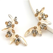 ( Gold)fashion half Rhinestone diamond flowers fully-jewelled occidental style earrings woman trend temperament super ea