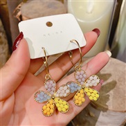 ( Silver needle  Flower)silver color handmade crystal flowers earrings Korea temperament woman all-Purpose sweet earring