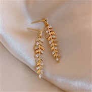 ( Silver needle Gold)silver long style diamond earrings Korea temperament all-Purpose earring personality fashion arring