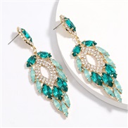 ( green)fashion colorful diamond series temperament occidental style exaggerating multilayer Rhinestone diamond earrings