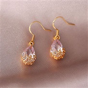 ( Pink)silver crystal temperament earrings samll retro zircon Rhinestone ear stud