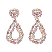 ( Pink)occidental style fashion arring exaggerating geometry drop earrings diamond personality retro ear stud