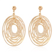 ( Gold)exaggerating personality geometry hollow Metal ear stud  occidental style brief all-Purpose earrings arring woman