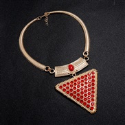 ( Gold+ red)occidental style fashion exaggerating geometry triangle necklace woman short style Collar personality diamon