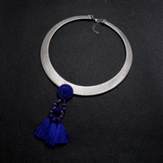 (+ sapphire blue )Collar  occidental style  punk wind Metal snake chain tassel necklace woman  trend clavicle chain