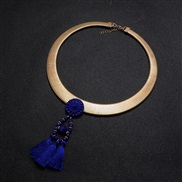 (+ sapphire blue )Collar  occidental style  punk wind Metal snake chain tassel necklace woman  trend clavicle chain