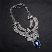 ( Silver)occidental style retro necklace exaggerating pattern necklace woman personality gem multilayer Alloy clavicle c