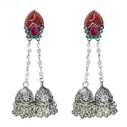 ( Color)Bohemian style Pearl tassel Double head earrings fashion eyes pattern long style Street Snap arring