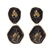 ( black)occidental style wind exaggerating earrings personality geometry resin earring woman fashion Street Snap print