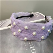 (purple)lace Pearl width eadband Korean style rhombus pattern pure color head buckle sweet temperament woman