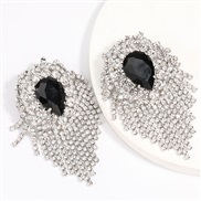 ( Silver)exaggerating occidental style wind Alloy diamond Rhinestone drop glass diamond tassel earrings woman super claw