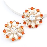 ( Gold)occidental style exaggerating Alloy Rhinestone diamond Round flowers earrings woman super super arringearrings