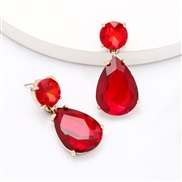 ( red)personality wind drop Alloy diamond glass diamond fully-jewelled earrings woman occidental style super brief ear s