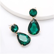 ( green)personality wind drop Alloy diamond glass diamond fully-jewelled earrings woman occidental style super brief ear