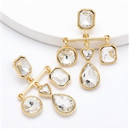 ( white)fashion creative personality Alloy diamond glass diamond earrings woman occidental style temperament super ear s