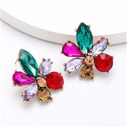 ( Color)personality super Alloy diamond glass diamond flowers fully-jewelled earrings woman occidental style woman ear s
