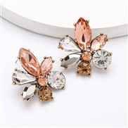 ( Pink)personality super Alloy diamond glass diamond flowers fully-jewelled earrings woman occidental style woman ear st