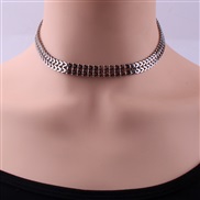 (  Silver)occidental style necklace  brief all-Purpose hollow buckle chain chain clavicle chain  personality retro neckl