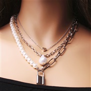 ( Two piece suit   Silver necklace)occidental style necklace  retro all-Purpose multilayer bronze Peach heart natural Pe