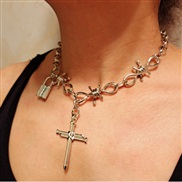 ( ++ necklace  Silver)occidental style necklace  pendant necklace  punk wind head clavicle chain