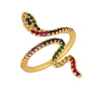 ( Gold)Rainbow Rings  occidental style retro snake woman  fashion zircon gilded ringrih