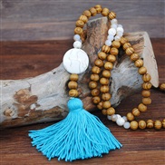 (N  blue)occidental style turquoise pendant natural sweater chain Bohemia color tassel necklace long style woman