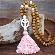 (N Pink)occidental style turquoise pendant natural sweater chain Bohemia color tassel necklace long style woman