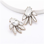 ( white)occidental style exaggerating temperament drop glass diamond Alloy diamond geometry fully-jewelled earrings woma