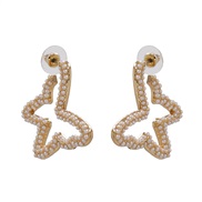 ( Beige)fashion butterfly earrings hollow fully-jewelled woman temperament all-Purpose Style