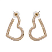 ( Beige)occidental style fashion exaggerating heart-shaped Pearl earrings high-end glass diamond