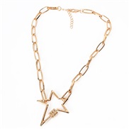 ( star)occidental style  Five-pointed star buckle pendant necklace  clavicle chain Alloy