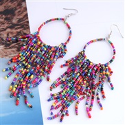 occidental style  Bohemian style beads temperament tassel earrings