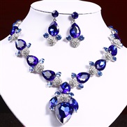 ( blue)occidental style all-Purpose drop gem necklace earrings set woman banquet bride