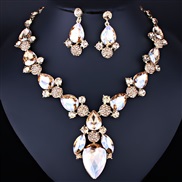 ( champagne)occidental style all-Purpose drop gem necklace earrings set woman banquet bride