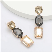 ( Gold)occidental style exaggerating personality Alloy diamond Acrylic earrings woman geometry super earring fashion arr