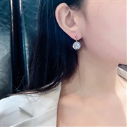 ( Silver needle circular  Silver)silver ear stud woman Korea temperament drop zircon super earrings brief Earring woman